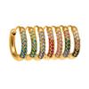 Qiong Yao 18k Gold Plated Stainless Steel Colorful Diamond Small Hoop Clip-on Earrings