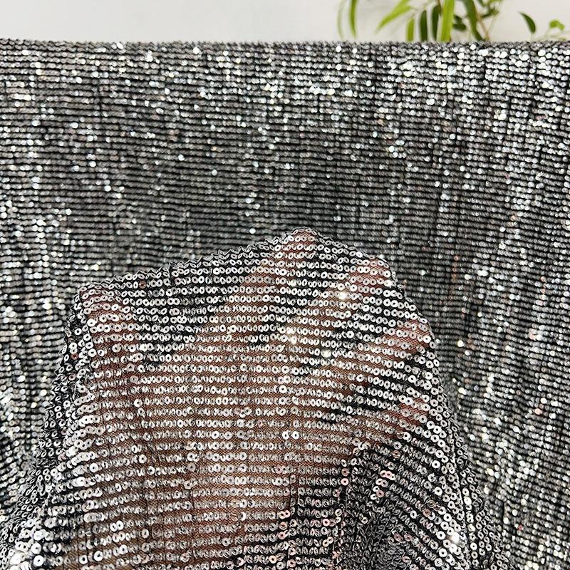3mm Straight Flat Sequins Embroidered Fabric Robust Beads Embroidery Mesh Wedding Dress Children's Clothing Sequin Fabric