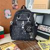 Cute Star Print Backpack with Multiple Pockets and Front Zip Compartment for School and Daily Use