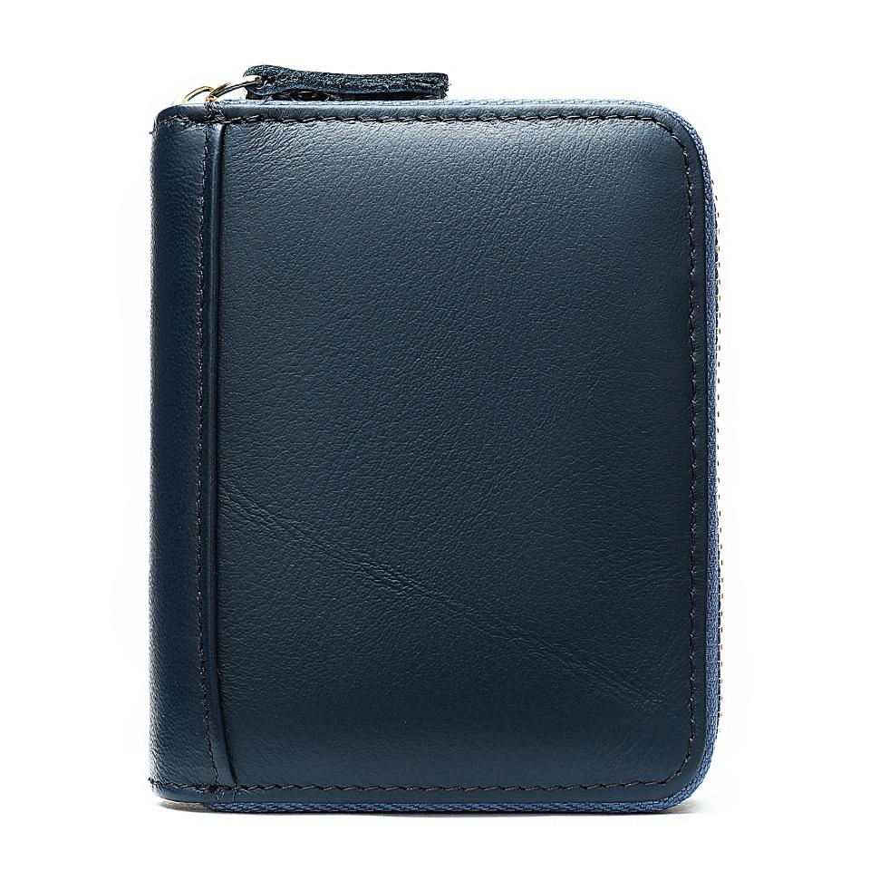 Genuine Leather Card Holder Zipper ID Credit Card RFID Blocking Slim Mini Wallet Organ Card Bag