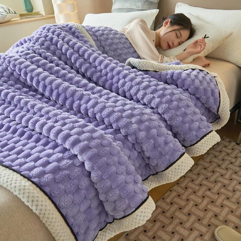 Warm Plush Blankets Super Soft Plaid Blanket for Beds on The Bed Sofa Throw Blanket Office Nap Comforter Bedspread Queen Quilt