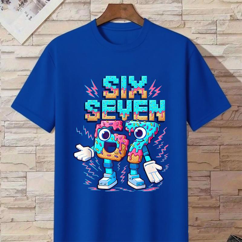 Six Seven Print Children T-shirts Summer Fashion Funny Casual Tops for Boys Girls Cute Colorful Kids Short Sleeve T-shirts