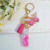 Gradient Pink Jewelry Letter Keyring Resin Letter Keychain with Fringe Butterfly DIY Bag Decoration Pendant Party Gift