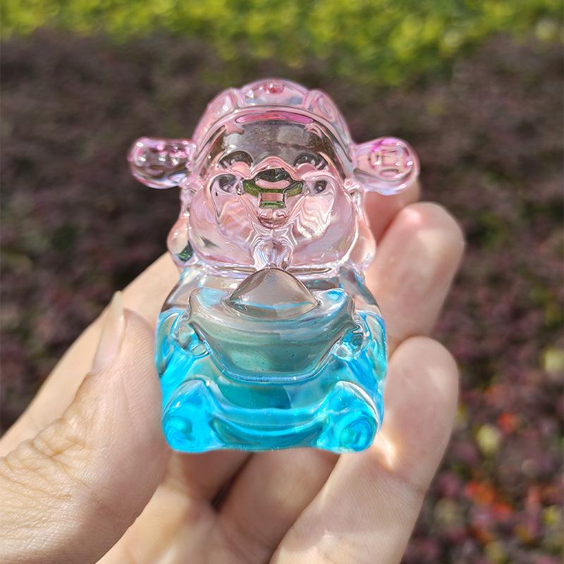 Crystal Glass God of Wealth Ornament: Home & Wedding Decoration Gift