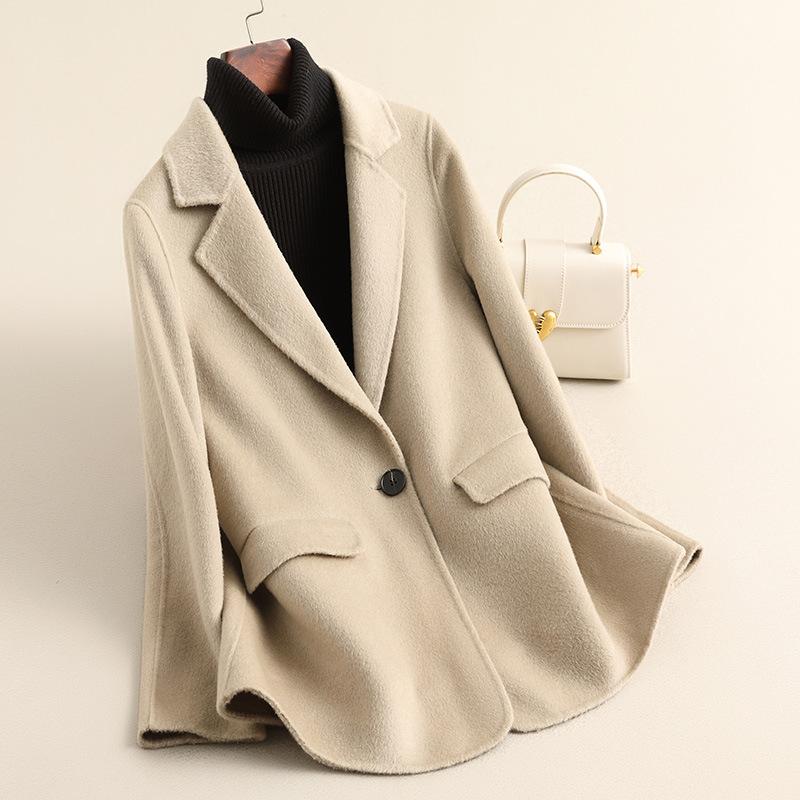 

Осеннее новое двустороннее шерстяное пальто, маленький костюм, короткое шерстяное пальто высокого класса, маленькое шерстяное пальто для женщин 2XL recommends 146-77.5kg