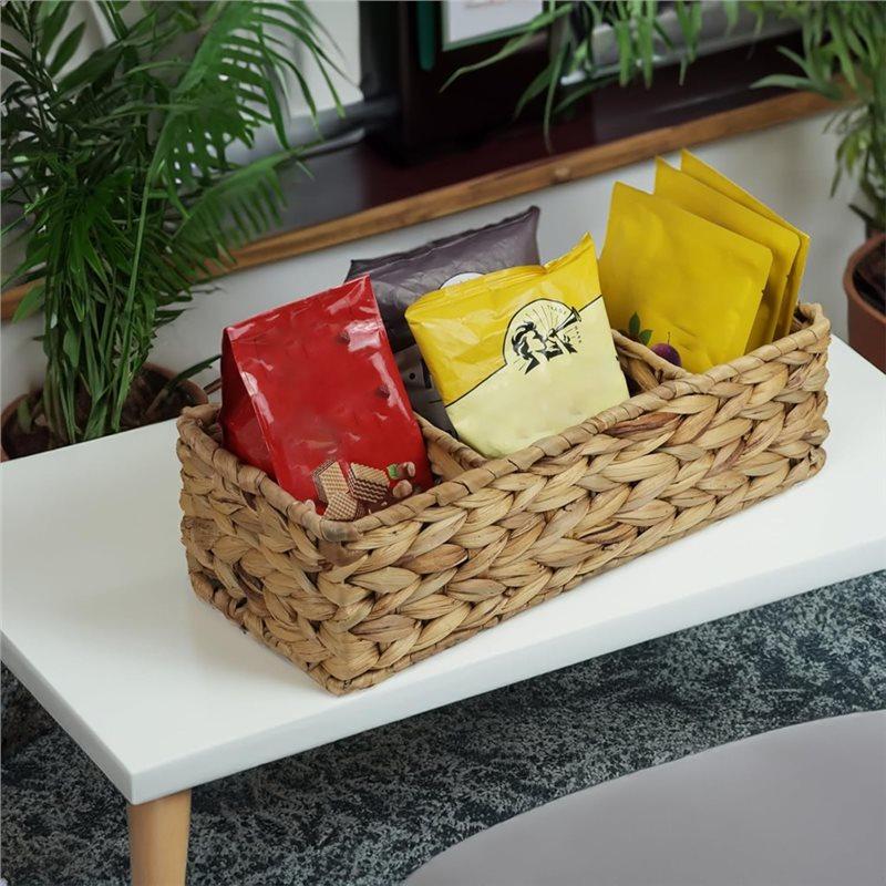 A25F-For Toilet Paper Hand Woven Basket With 3 Compartments, Storage Baskets For Restroom Bathroom Vanity Organizer Tray