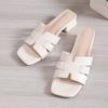 Square Head Simple Large Size Open-toe Sandals Women Summer New Thick Heels for Women's Low-heeled Fashion Shoes