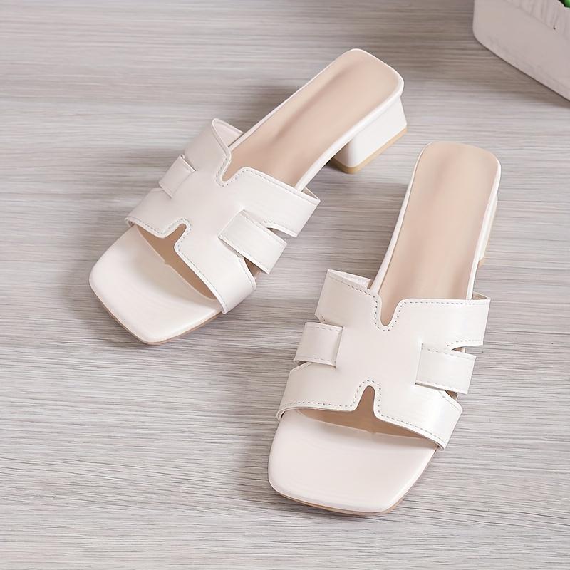 Square Head Simple Large Size Open-toe Sandals Women Summer New Thick Heels for Women's Low-heeled Fashion Shoes