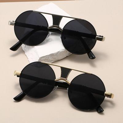 Fashion Vintage Round Sunglasses Retro Luxury Design Men'S Shades Double Bridge Casual Decor Sun Glasses For Women & Men