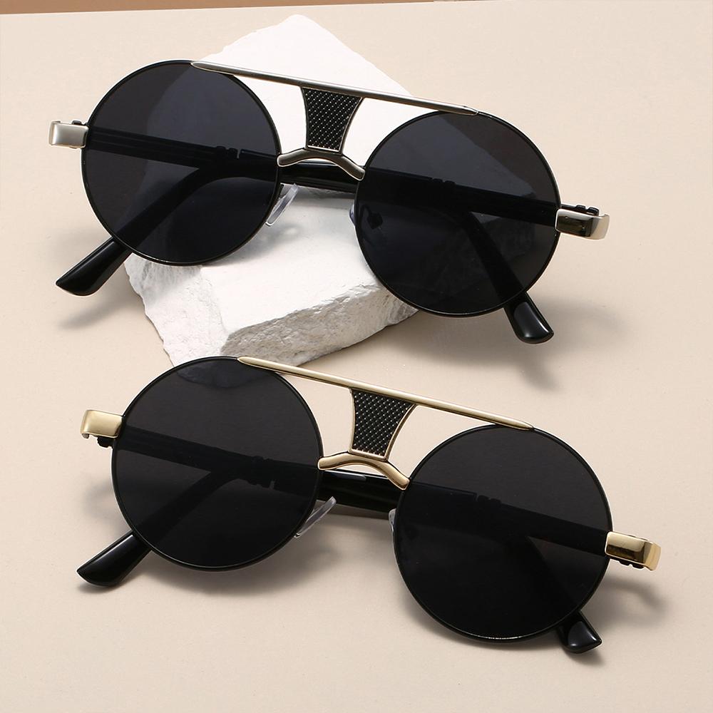Fashion Vintage Round Sunglasses Retro Luxury Design Men'S Shades Double Bridge Casual Decor Sun Glasses For Women & Men