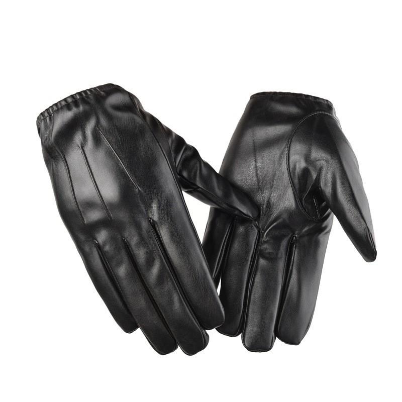 Pu Leather Mens Touchscreen Warm Gloves For Winter Driving Commuting