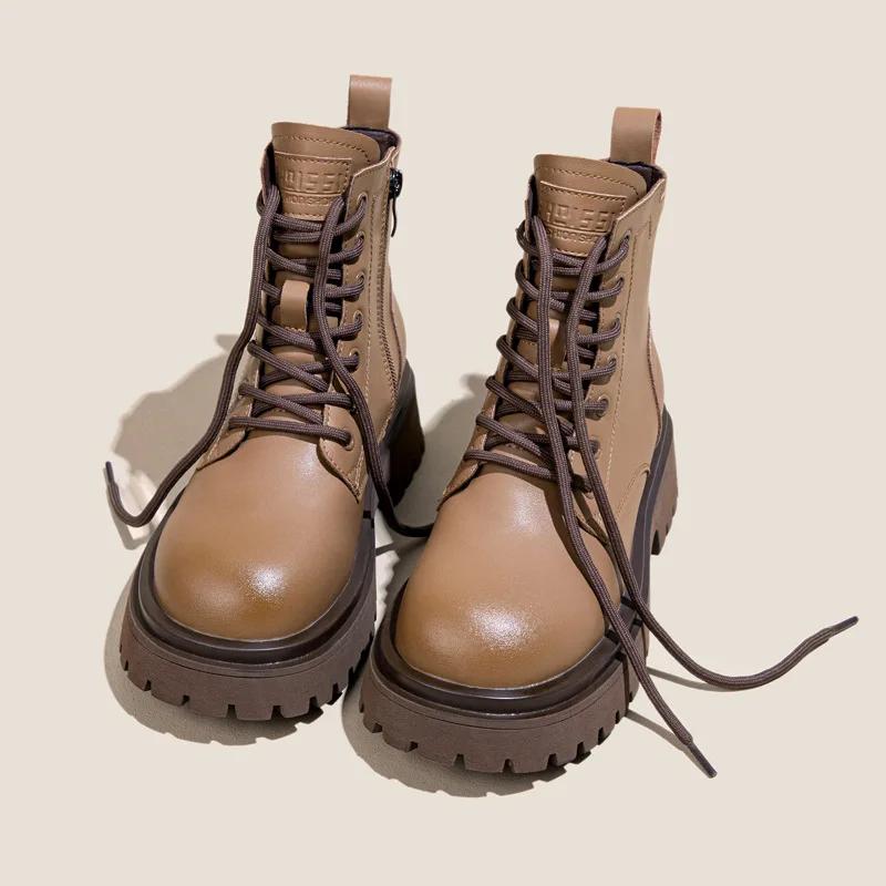 

Ретро Роскошные Ботинки на платформе из коровьей кожи для женщин Новые модные повседневные ботильоны на мягкой подошве в стиле ретро на осень-зиму для женщин 40