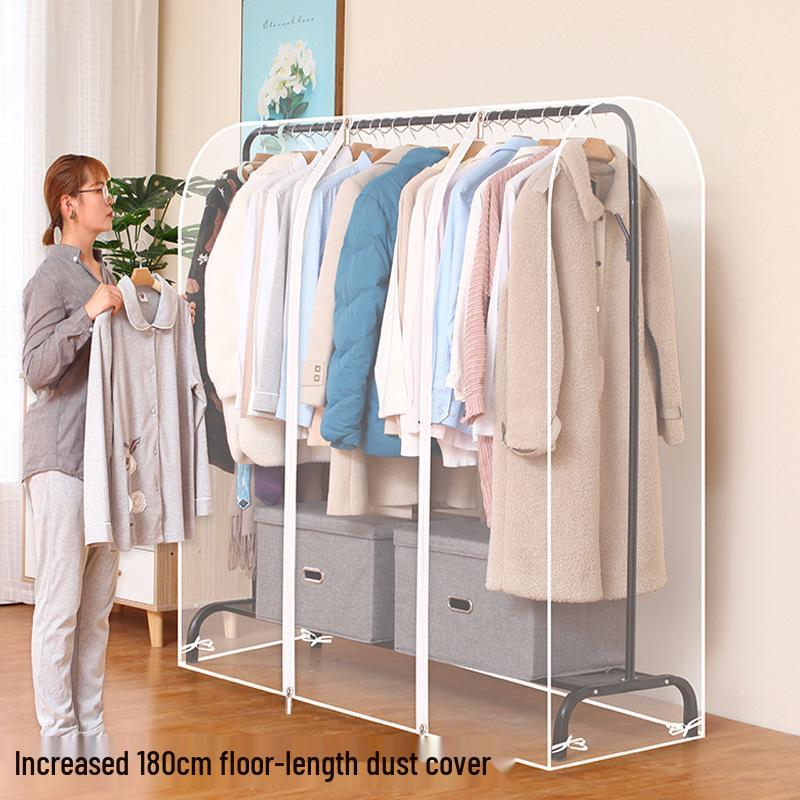 Transparent Plastic Garment Cover for Coat Rack - Dustproof Hanging Clothes Storage Bag