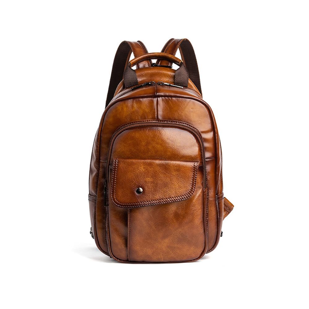 

Antique texture tanned natural cowhide leather crossbody bag shoulder bag body bag chest bag rucksack bag handbag bag with earphone hole genuine