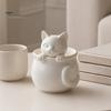 White Cat Teacup Ornament 3D Printed Teacup, Cute Coffee Cup, Figurine Shaped Desk Accessory Mugs, Holiday and Birthday Gift for Milk Tea Lovers