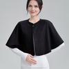 Women Shawl Solid Color Button Closure Autumn Winter Windproof Shawl Hemming Protection Loose Fit Soft Shawl Wrap