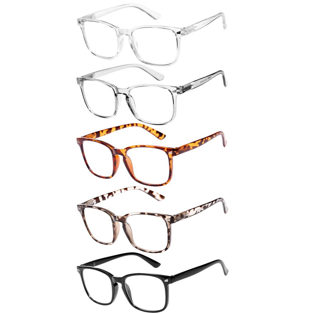 1/2/3/4/5pcs Auto-Focus Blue Light Blocking Reading Glasses – Anti-Fatigue Unisex Oversized Frames with Spring Hinges
