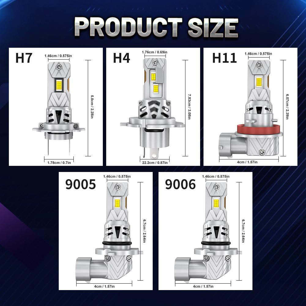 LED H7 Headlights 100W 20000LM Car Light CSP Chip H4 H8 H9 H11 6500K 1: 1 Mini Size Fog Light 12V