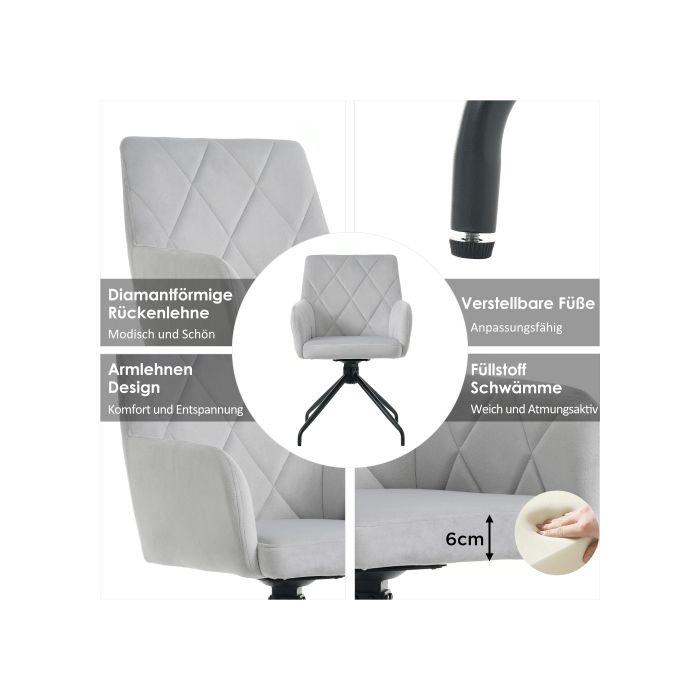 Chaises de salle à manger - MUVOE - Lot de 6 - Pivotantes 360° - Velours gris - Ergonomiques