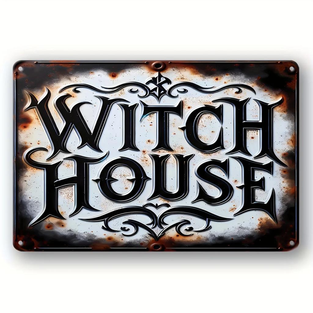 The House Witch Rules Halloween Halloween Decoration Metal Tin Sign Vintage Plaque Decor Wall Art Wall Room Home Restaurant