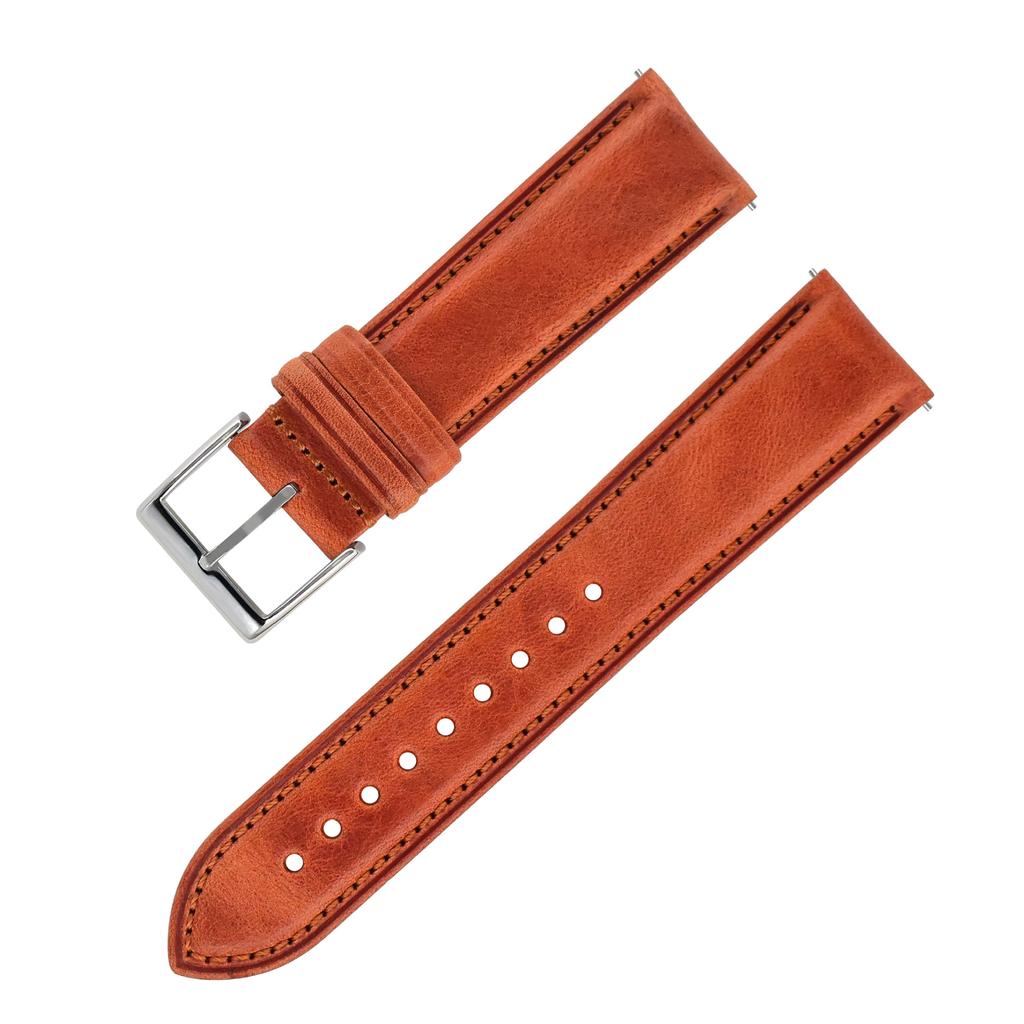 Applicable To Samsung Huawei Genuine Leather Strap For Men And Women, Quick Release Raw Ear 2022Mm Oil Wax First Layer Cowhide Strap Leather
