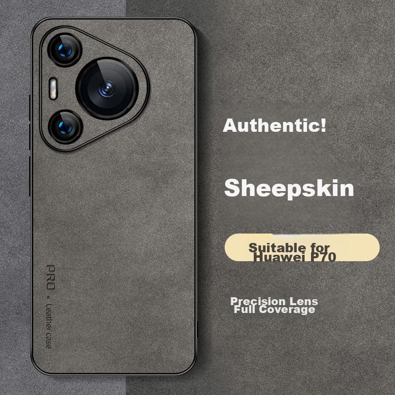 Huawei Pura70 Phone Case, Huawei Pura 70 Protective Cover, Shockproof Full-Body Soft Case, Simple Luxury Silicone Outer, WoAnd Leather Case, Gray