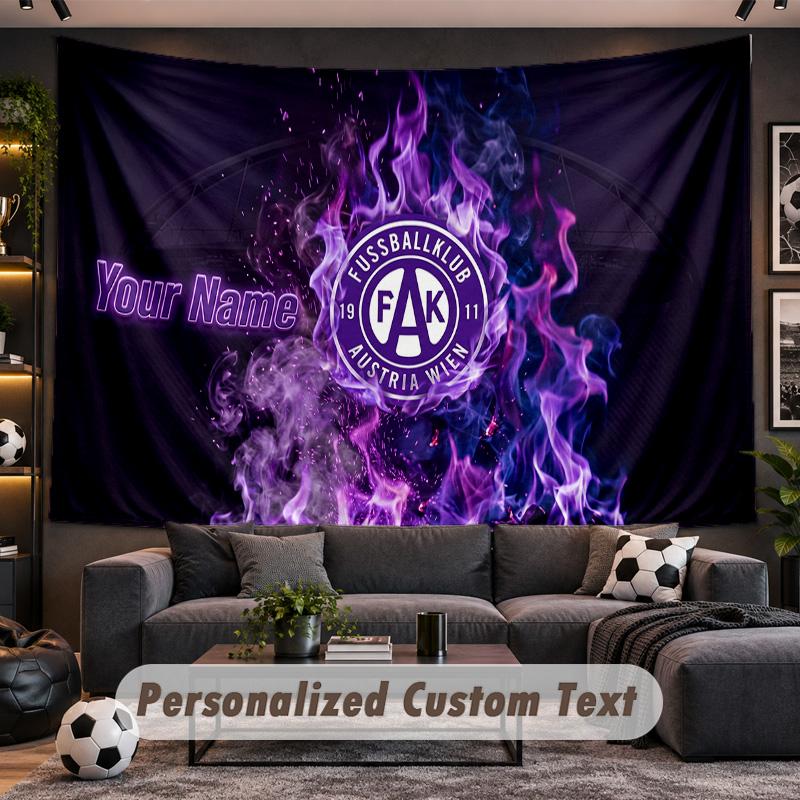 Austria Wien FC Personalized Tapestry Support Custom Name, Wall Art Home Decoration