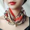 Neck Collar Print Shiny Variety Loop Scarf Ruffle Lace Scarf Pearl Pendant Organza Chiffon Scarves Bandana Headband