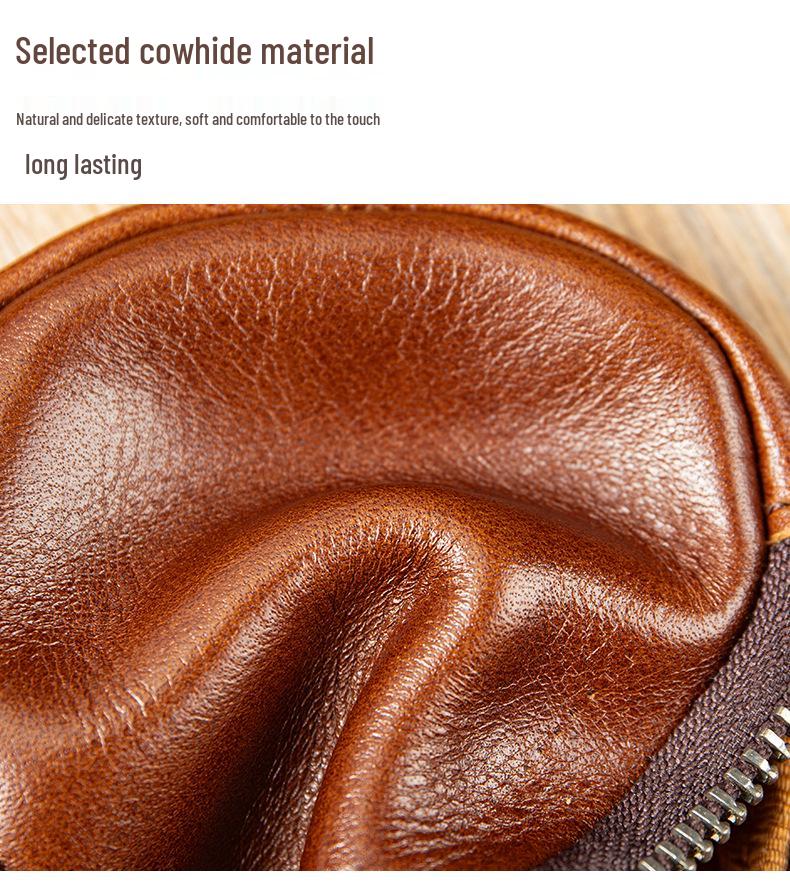 Retro Geldbörse aus echtem Leder: Multifunktionale Mini-Reißverschluss-Geldbörse aus Oberleder