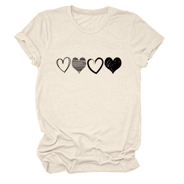 Fashion Trends Four Different Hollow-Out Love Women s Crew Neck Short Sleeve T-Shirts S