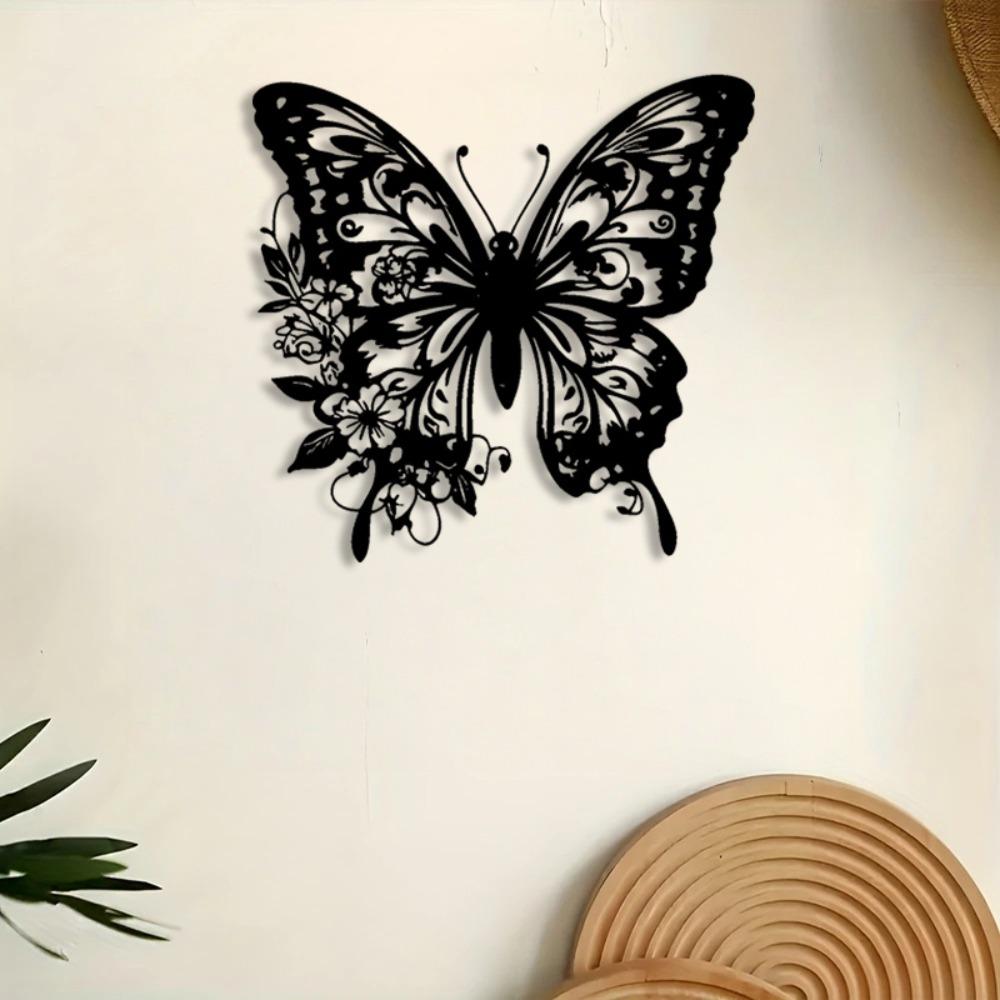 Metalen Vlinder Bloemen Wandkunst Beeldhouwwerk Handgemaakt Tuin Huis Decoratie