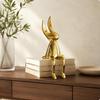 LongEared Bunny Decor Luxury Style Electroplated Hare Ornament EyeCatching Metal Statue for