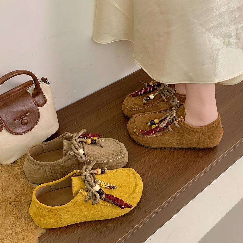 thick-soled beaded Boken shoes women's 2025 new retro versatile lazy one-pedal comfortable casual kangaroo shoes