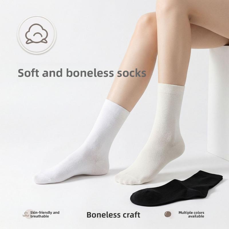 Spring and Summer Comfortable Non-stiff Pile Socks, Breathable Cotton Casual Socks, Pure Color, High-end Feeling Cotton Socks