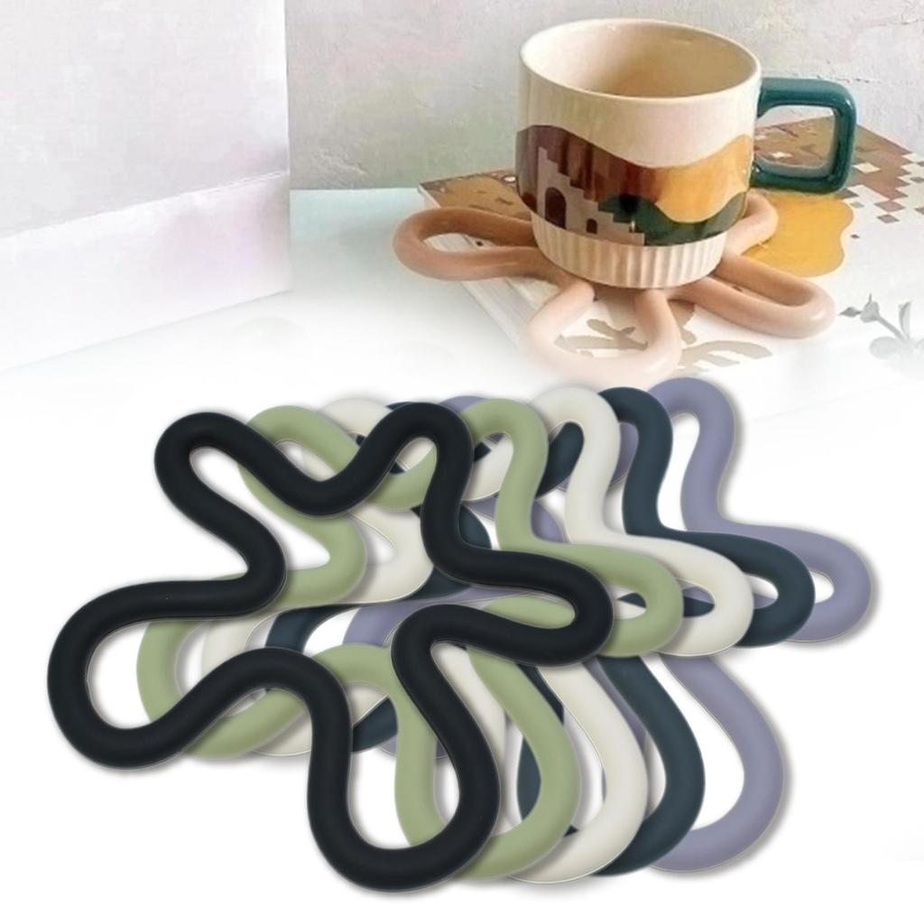 Silicone Trivet Mat Creative Heat Resistant Drinking Cup Mat Drinks Coaster for Countertop Table Cafe Pots and Pans Home