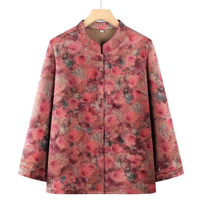 

Spring & Autumn Cardigan Shirt for Middle-Aged and Elderly Women 4XL (Approx. 125-140 lbs)