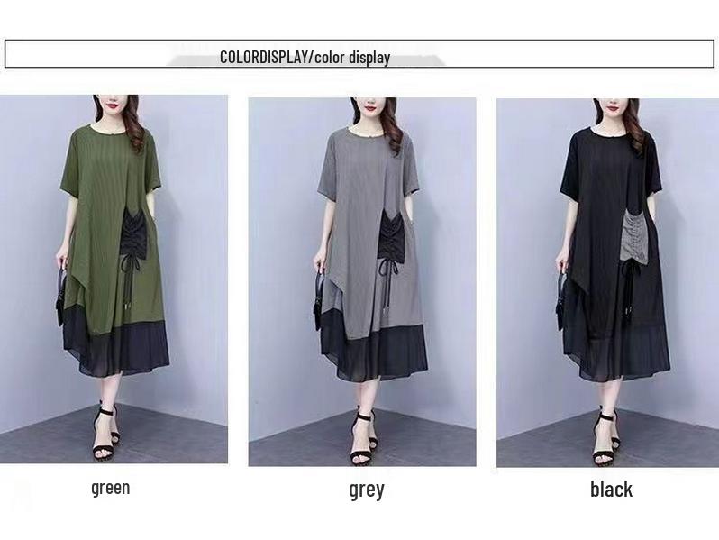 Plus Size Women's Summer Slimming Mid-Length Dress - Belly & Flesh Concealing