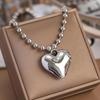 Vintage Big CCB Ball Heart Pendant Necklace INS Aesthetic Choker Hip Hop Party Jewelry Women Girl