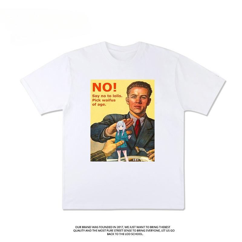 

Европейский и американский трендовый бренд Двумерный отказ Лоли Ретро принт Футболка с коротким рукавом Хип-хоп Свободная Футболка Отаку Женщина XXXXXL