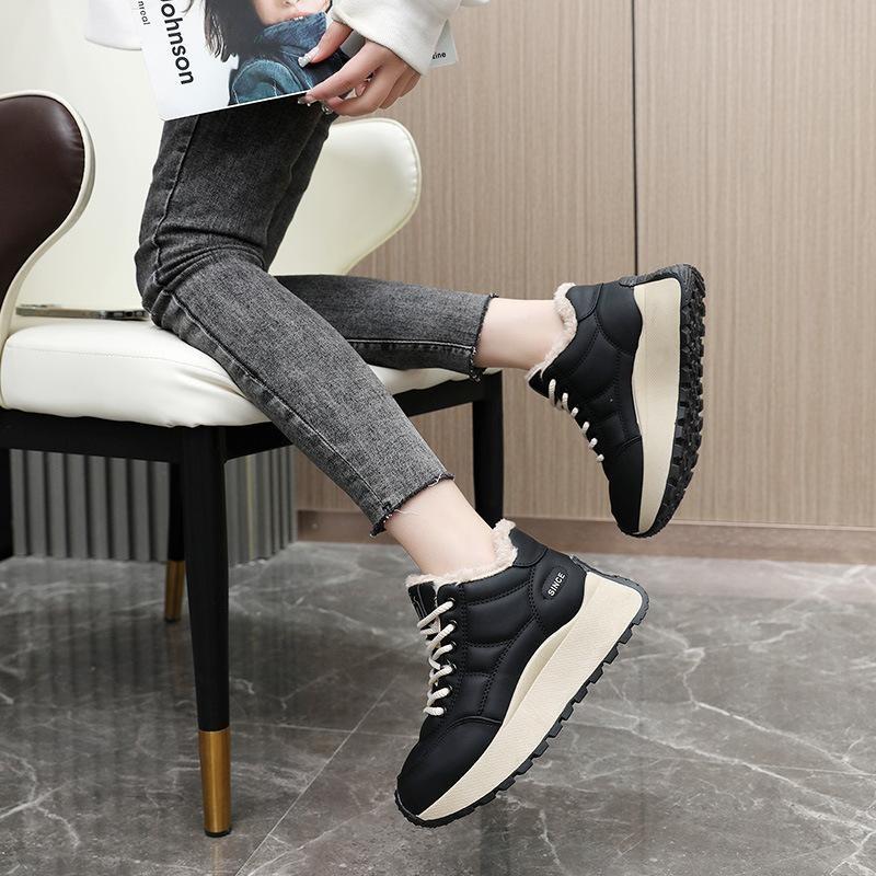 Baskets d'hiver chaudes imperméables antidérapantes à lacets chaussures décontractées femmes mode extérieur chaussures de marche confortables femme