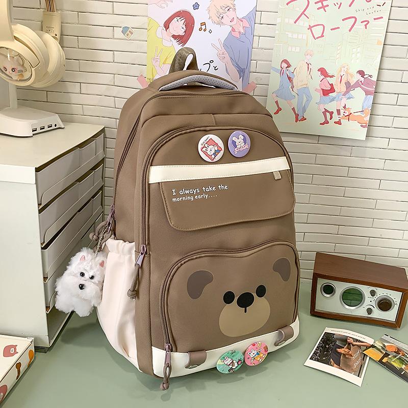 High-value Harajuku fresh and sweet candy-colored bear backpack, light and large-capacity backpack for junior high school students