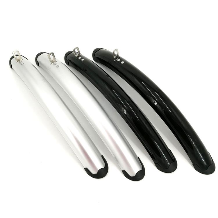 Bicycle Front Rear Fender Retro Fixed Gear Bike 700C Road Bicycle Fender Plastic and Aluminum Liner Fender Silver Black