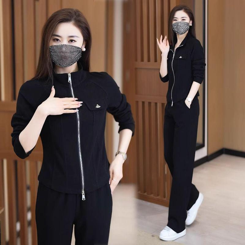 

Women s Spring/Summer 2025 Casual Sportswear: Stylish Age-Defying Jacket & Wide-Leg Pants Two-Piece Set 2XL (125-140 lbs)