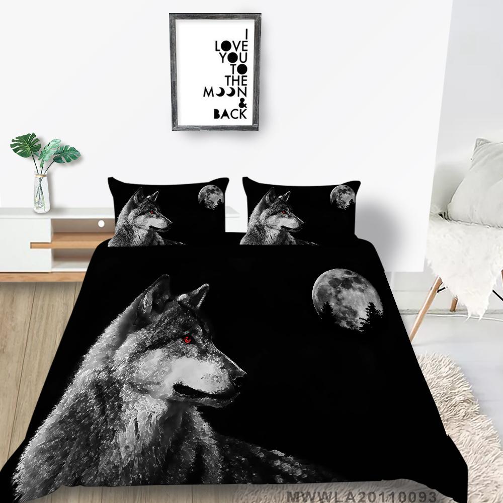 2023 New Style Duvet Cover Set Wolf Printing Bed Set Luxury Cool Bedding Set Cover Girl Bedding Set Polyester Single Size Bed Cover