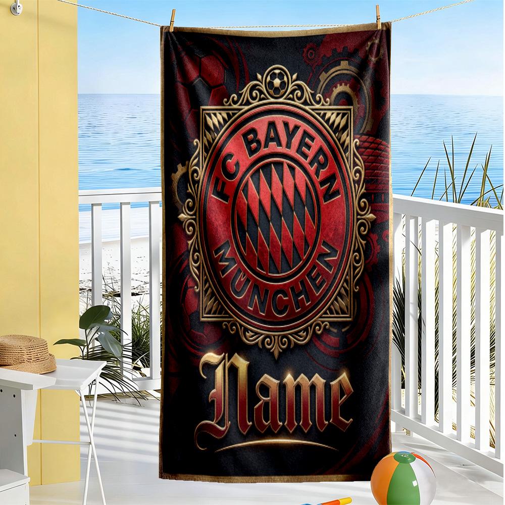 Dynamic Soccer Celebration Customize Your Name Beach Towel Soft Durable Quick-Dry