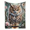 Custom Owl Blanket Realistic Bird Flower Forest Design Personalized Name Fleece Throw All Season Soft Warm Bedding Home Decor