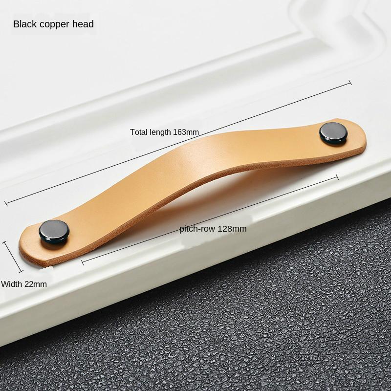 Nordic cowhide wardrobe drawer door leather handle kitchen cabinet bedroom study handle furniture children handlehandle