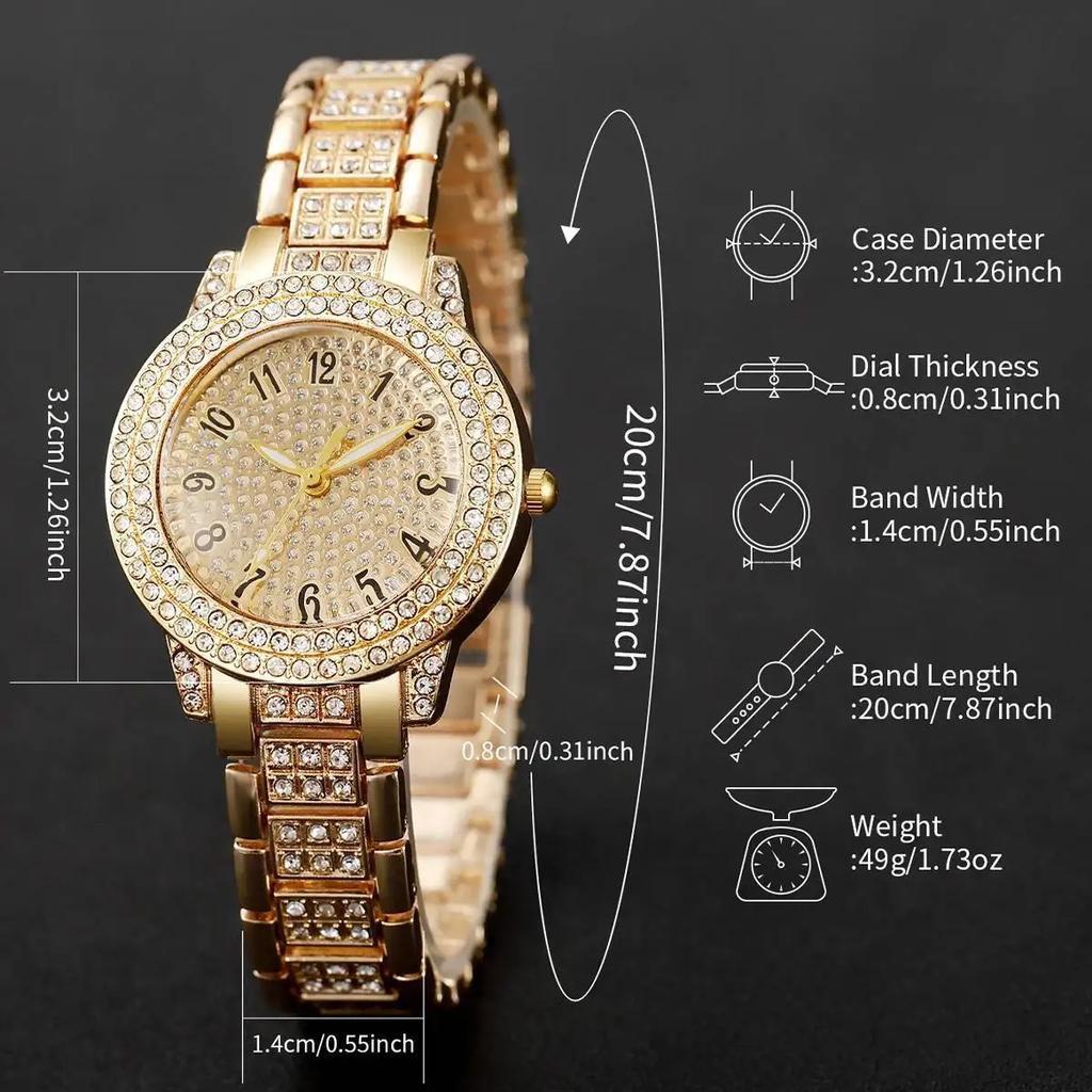 6PCS/Set Luxury Women Gold Watch Fashion Ladies Quartz Diamond Wristwatch Elegant Female Bracelet Watches Set Reloj Mujer