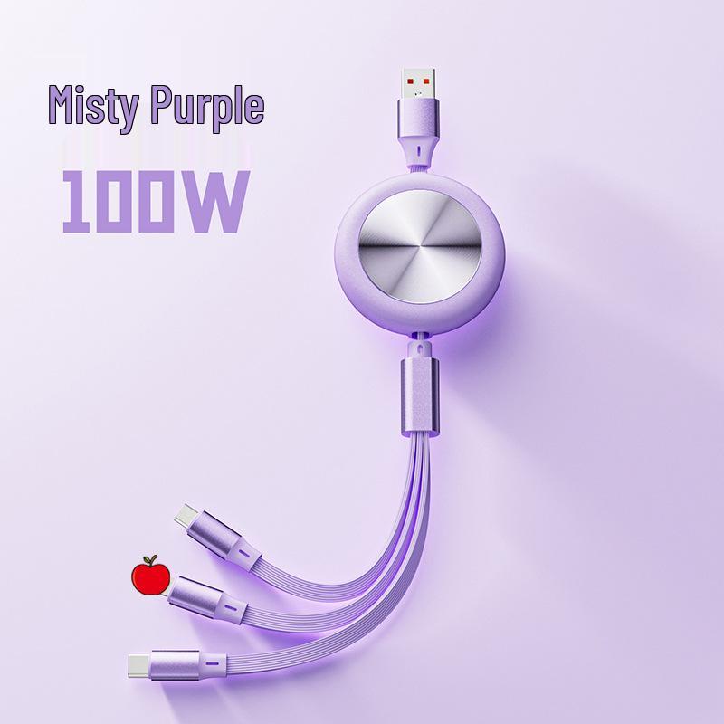 100W Retractable 3-in-1 Fast Charging Cable with Custom Logo