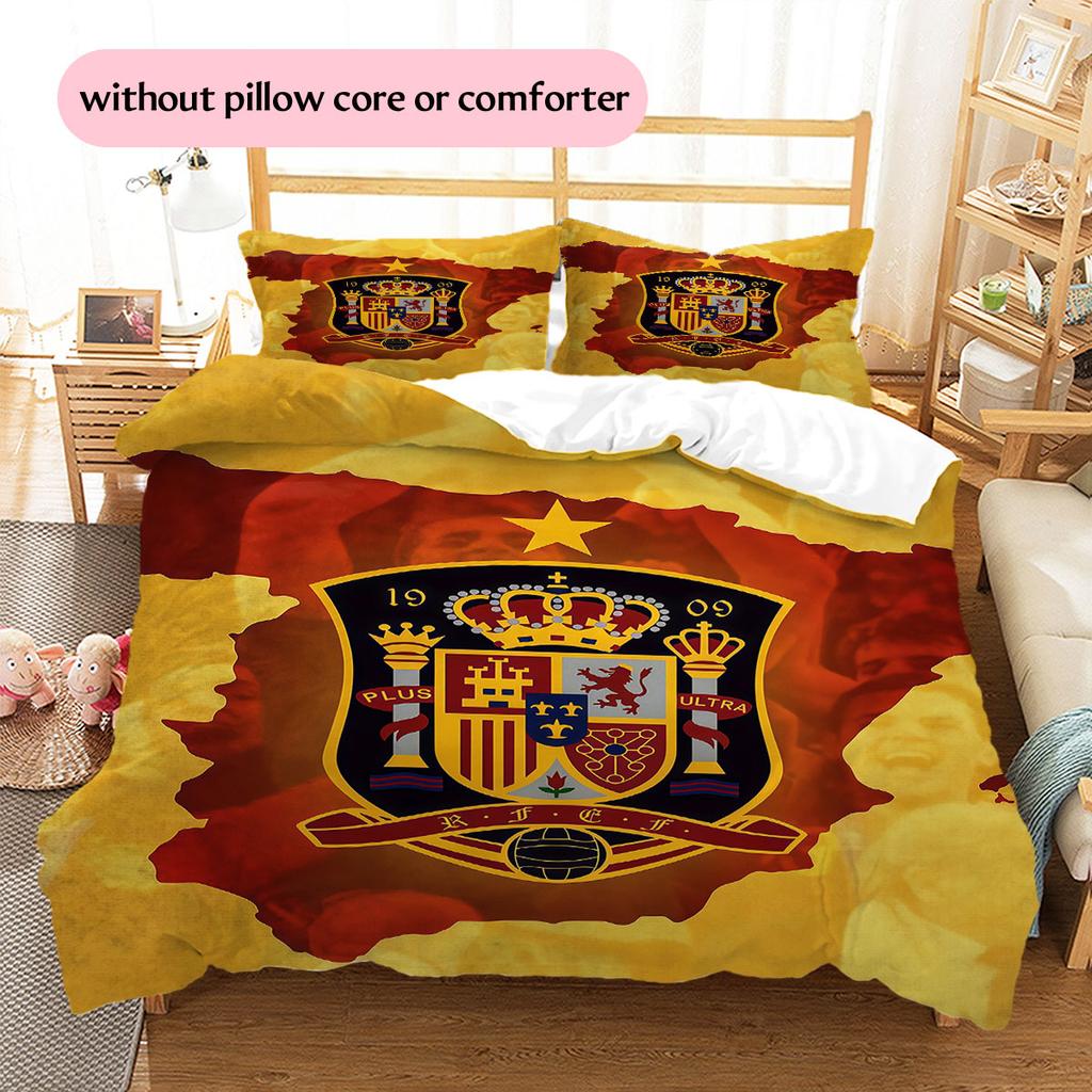 Motivo Logo Calcio Spagna Biancheria da Letto Decorazione Casa Regalo di Compleanno (1 * copripiumino + 2 * federa, senza nucleo),merchandising per fan.